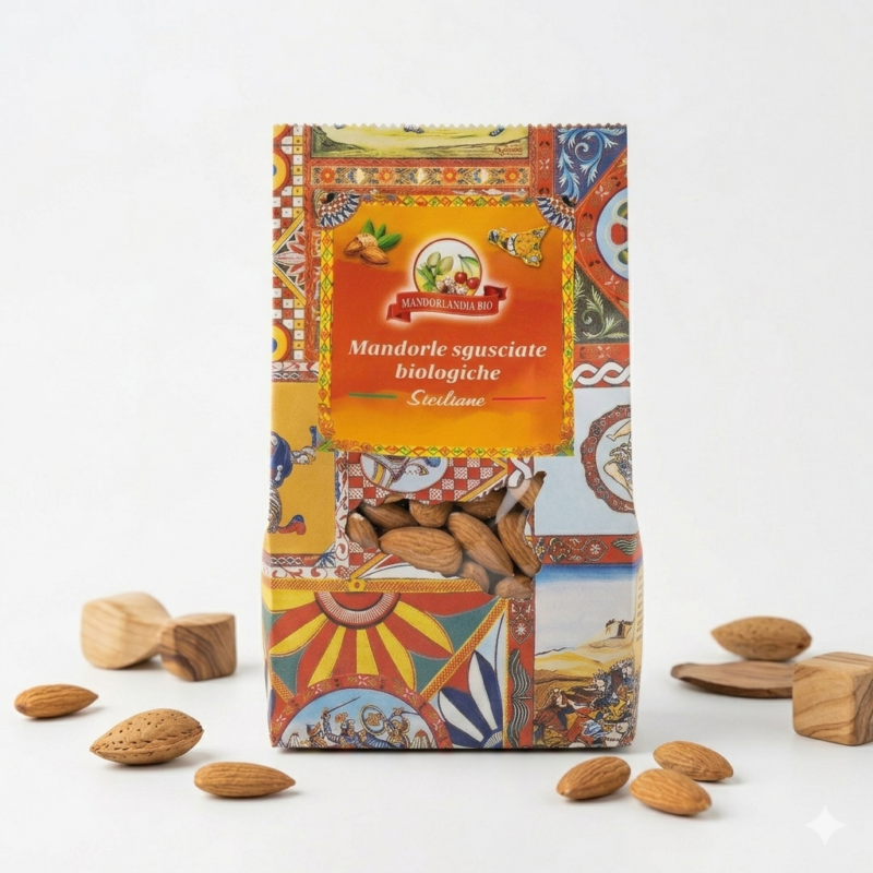 Sizilianische Bio-Mandeln aus Bisacquino, naturbelassen und sonnengetrocknet im 200g Beutel